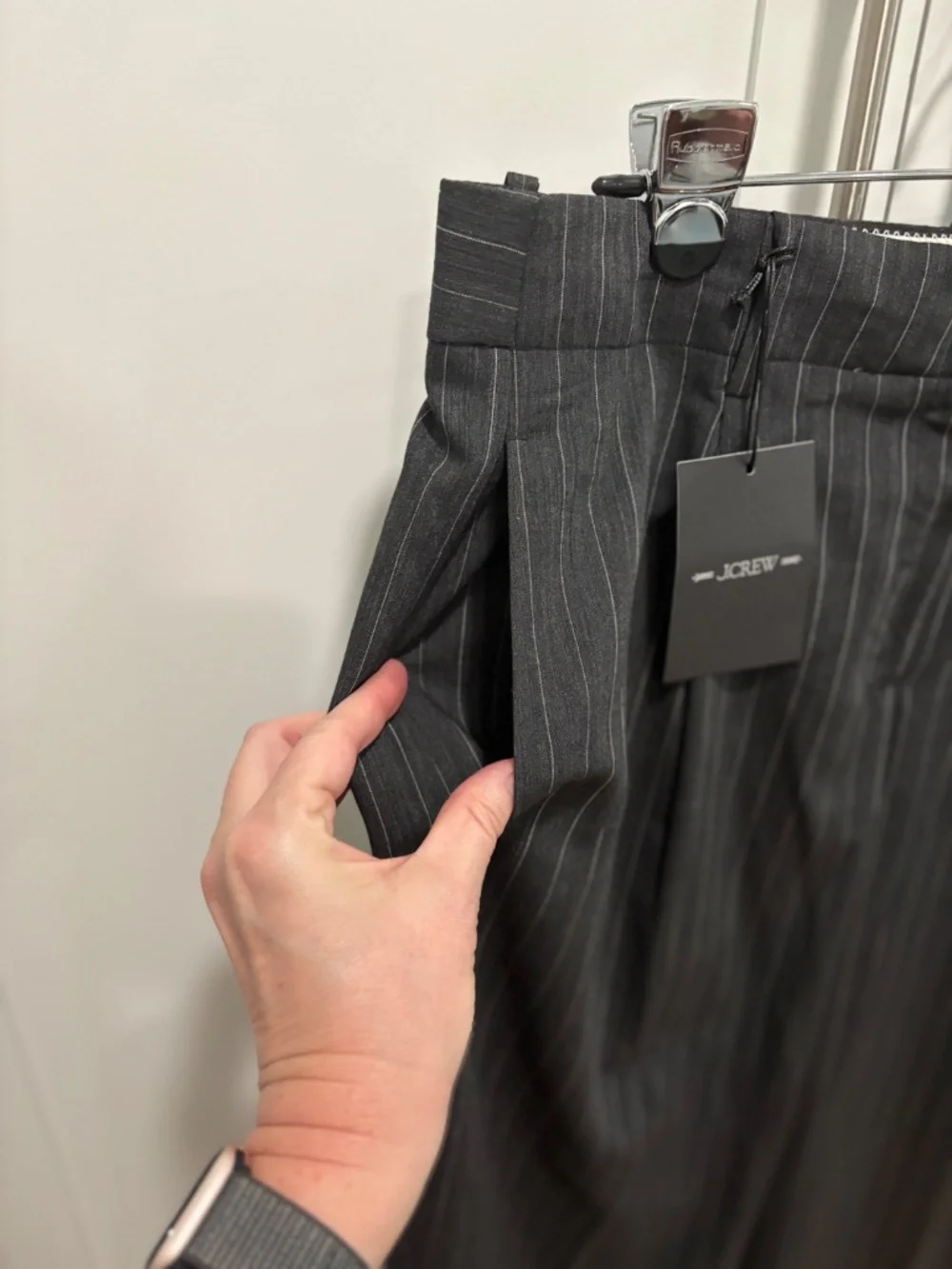 NWT J.Crew Italian Wool Blend Pinstripe Pleated Tapered Pants 12